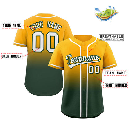 Custom Yellow Green Gradient Fashion Authentic Baseball Jersey