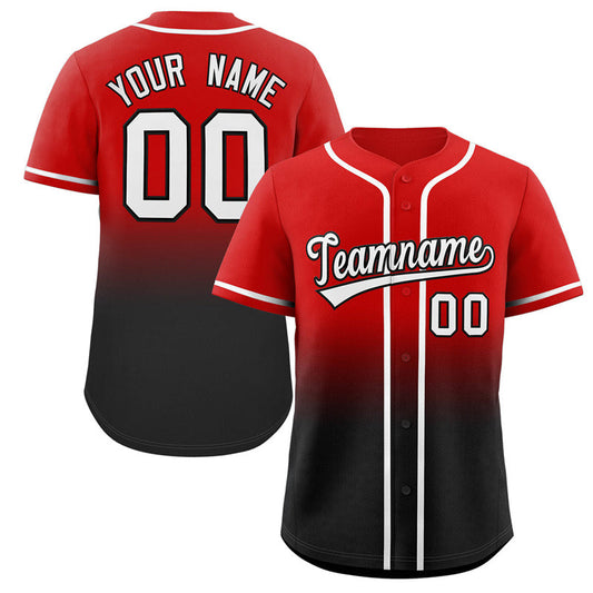 Custom Red Black Gradient Fashion Authentic Baseball Jersey