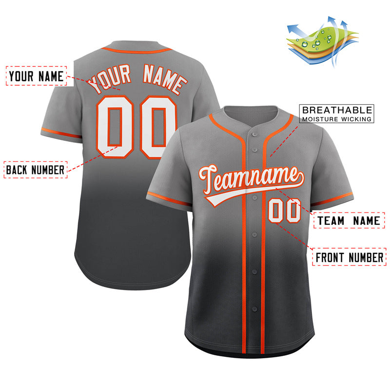 Custom Gray Dark Gray Gradient Fashion Authentic Baseball Jersey