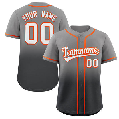 Custom Gray Dark Gray Gradient Fashion Authentic Baseball Jersey