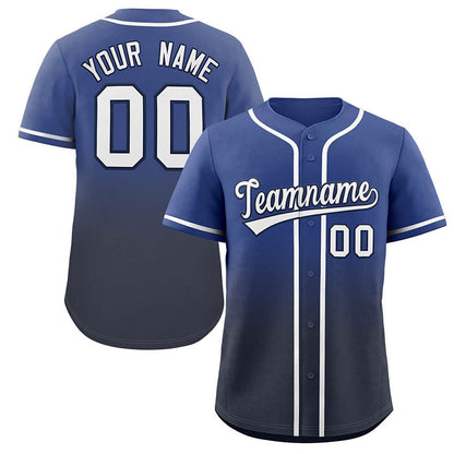 Custom Blue Navy-White Gradient Fashion Authentic Baseball Jersey