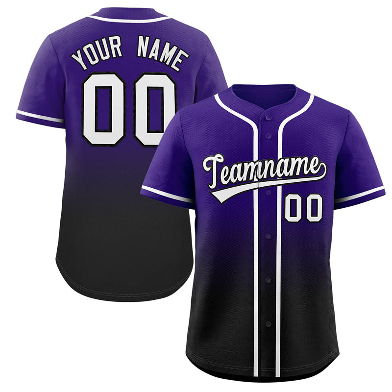 Custom Purple Black Gradient Fashion Authentic Baseball Jersey