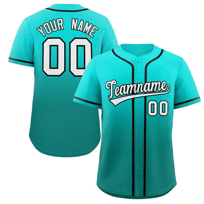 Custom Light Green Aqua Gradient Fashion Authentic Baseball Jersey