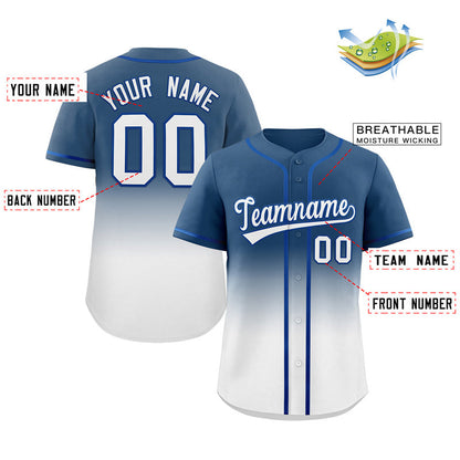 Custom Blue White Gradient Fashion Authentic Baseball Jersey