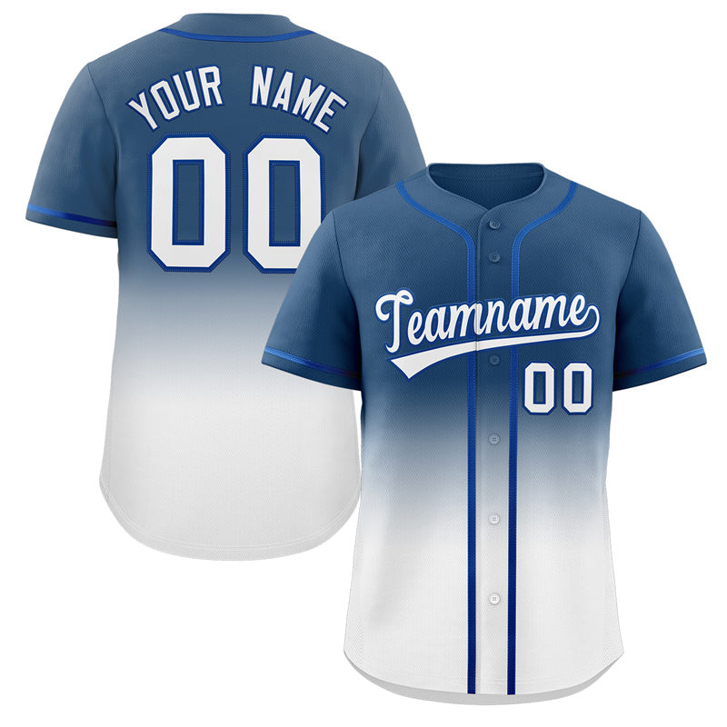 Custom Blue White Gradient Fashion Authentic Baseball Jersey