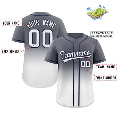 Custom Gray White Gradient Fashion Authentic Baseball Jersey