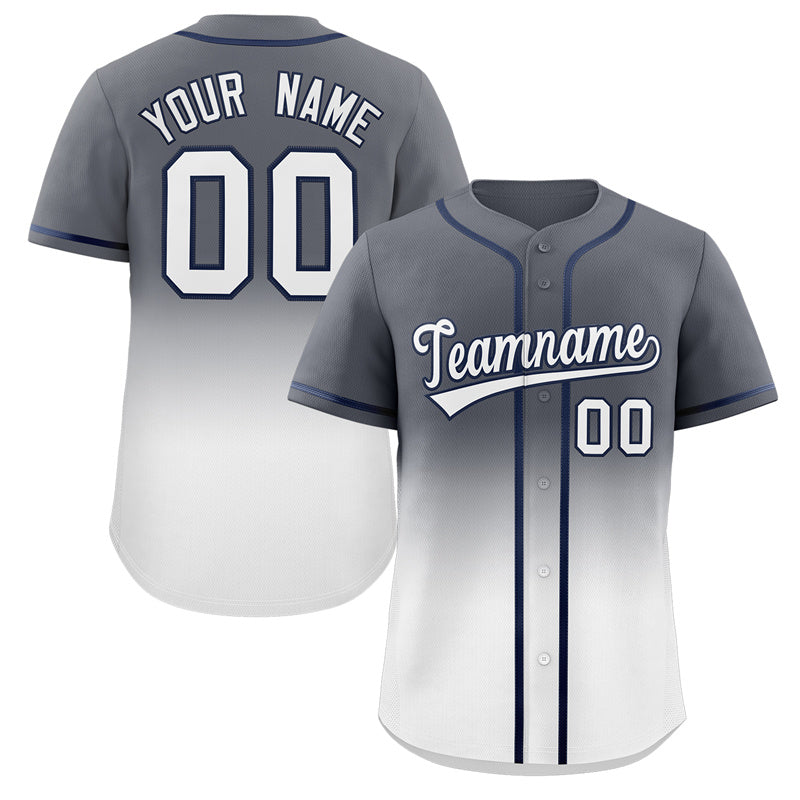 Custom Gray White Gradient Fashion Authentic Baseball Jersey