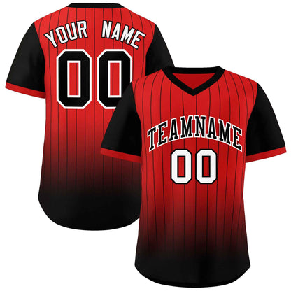 Custom Red Black-White Gradient Fashion Authentic Pullover Pinstripe Baseball Jersey