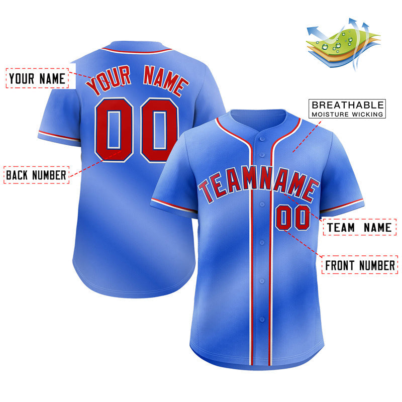 Custom Royal Red-White Gradient Fashion Authentic Baseball Jersey