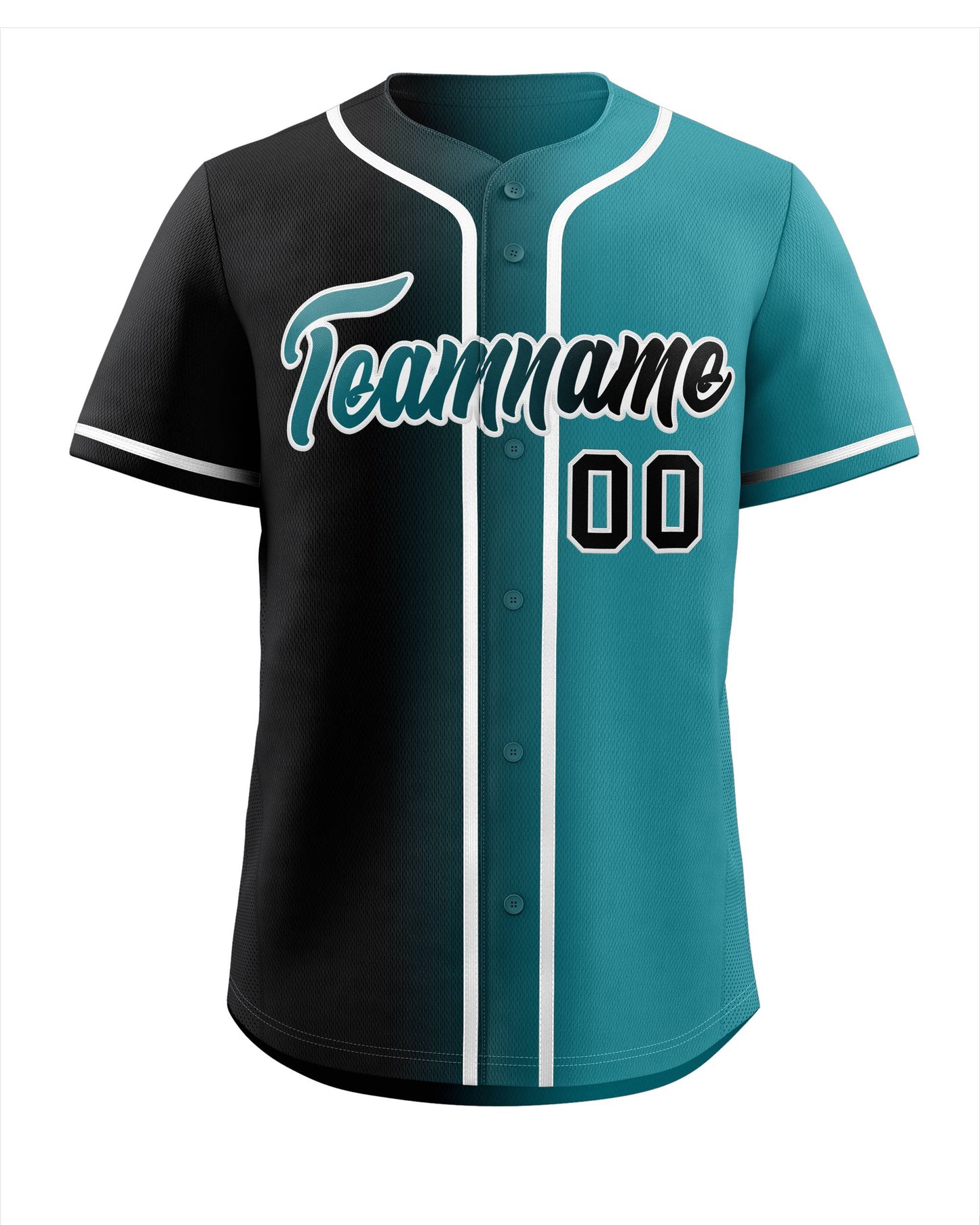 Custom Black Teal-White Gradient Fashion Authentic Baseball Jersey