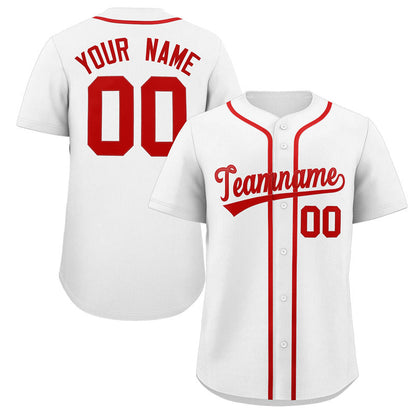 Custom White Red Solider Classic Style Authentic Baseball Jersey