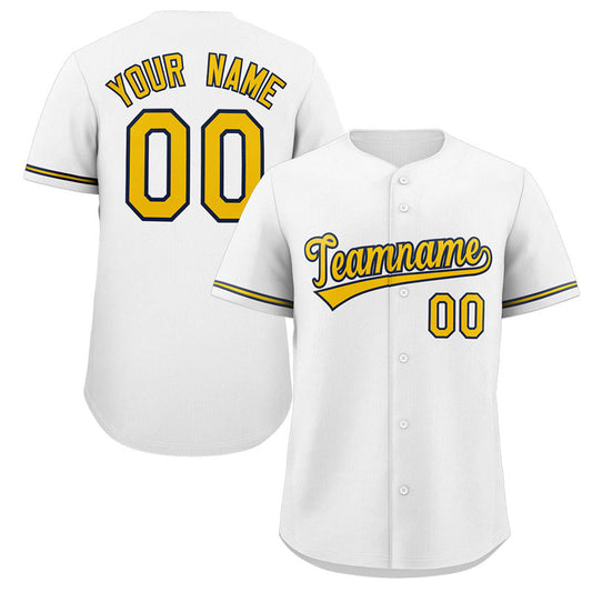 Custom White Gold-Black Solider Classic Style Authentic Baseball Jersey