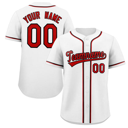 Custom White Red-Black Classic Style Authentic Baseball Jersey