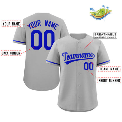 Custom Gray Royal Solider Classic Style Authentic Baseball Jersey