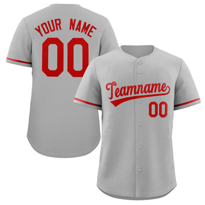 Custom Gray Red Solider Classic Style Authentic Baseball Jersey