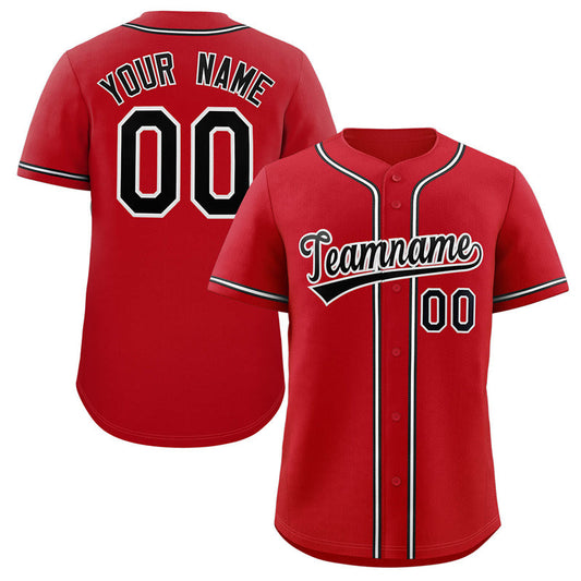 Custom Red Black-White Solider Classic Style Authentic Baseball Jersey