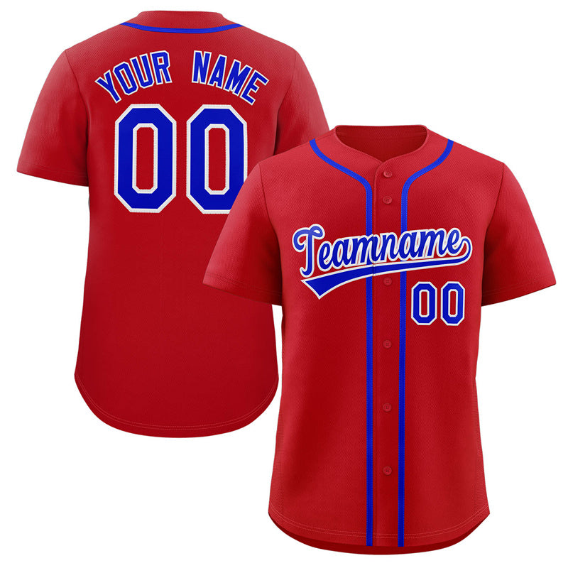 Custom Red Royal-White Classic Style Authentic Baseball Jersey