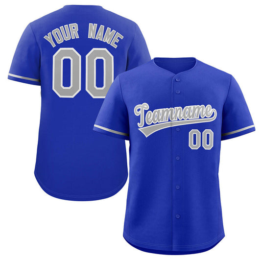 Custom Royal Gray-White Solider Classic Style Authentic Baseball Jersey