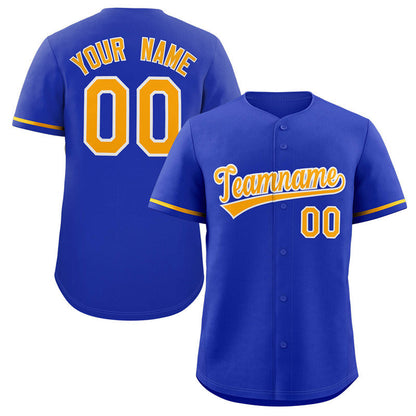 Custom Royal Yellow-White Classic Style Authentic Baseball Jersey