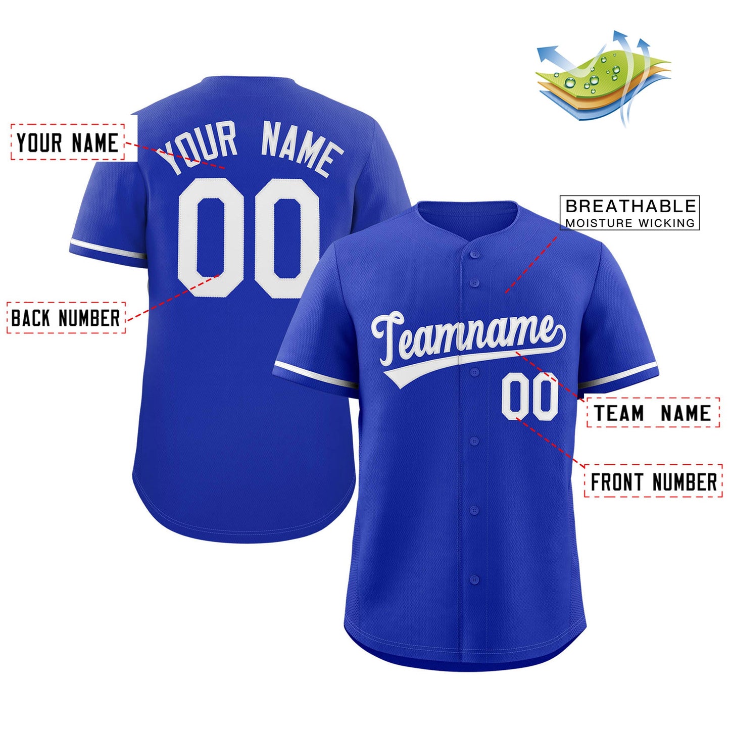 Custom Royal White Classic Style Authentic Baseball Jersey