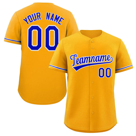 Custom Yellow Royal-White Classic Style Authentic Baseball Jersey