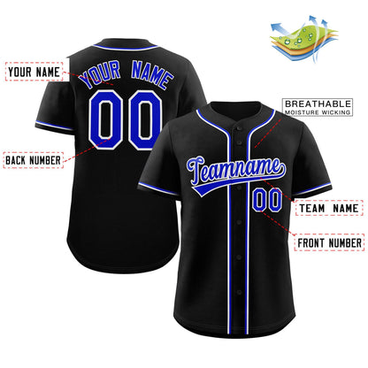 Custom Black Royal-White Classic Style Authentic Baseball Jersey