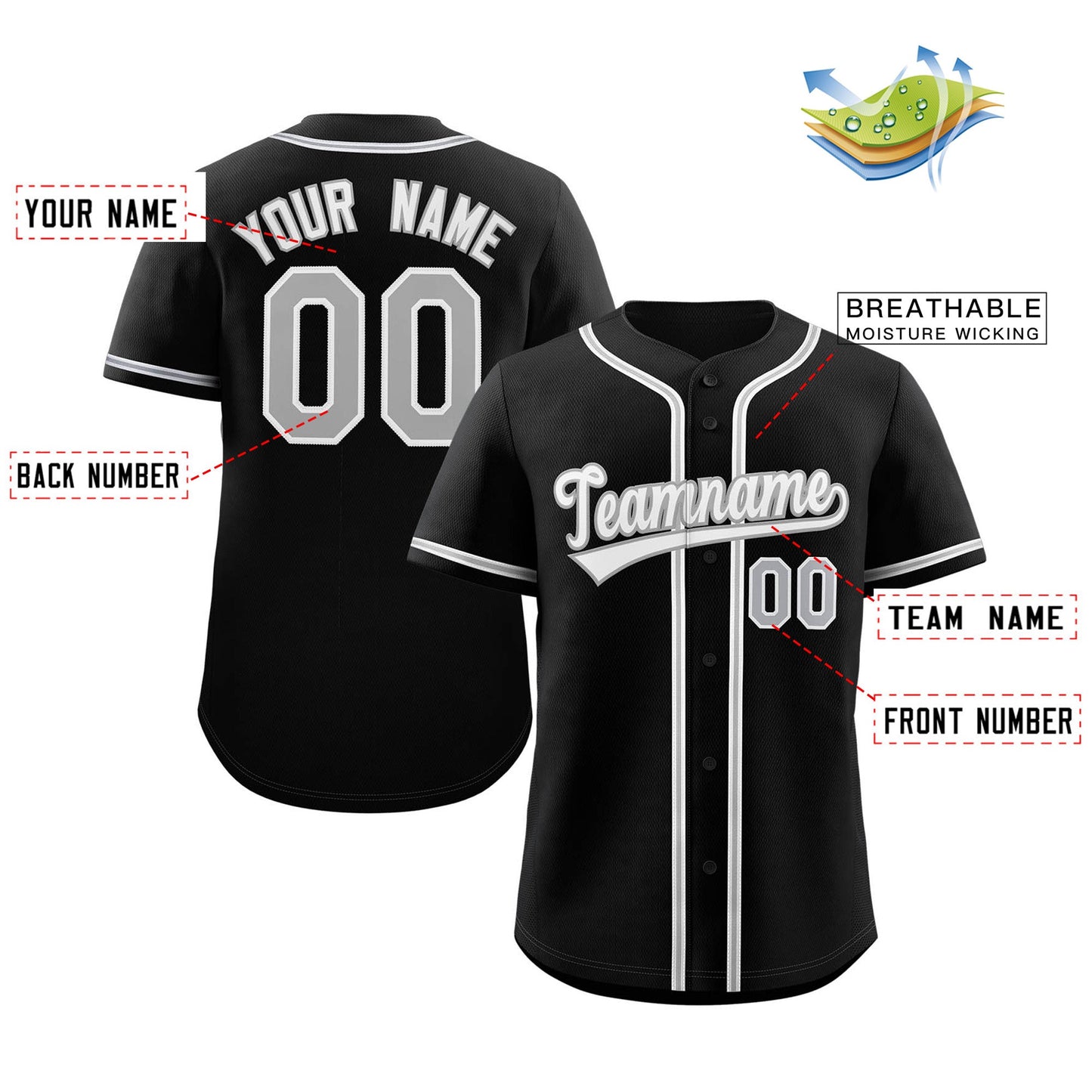 Custom Black White-Gray Classic Style Authentic Baseball Jersey