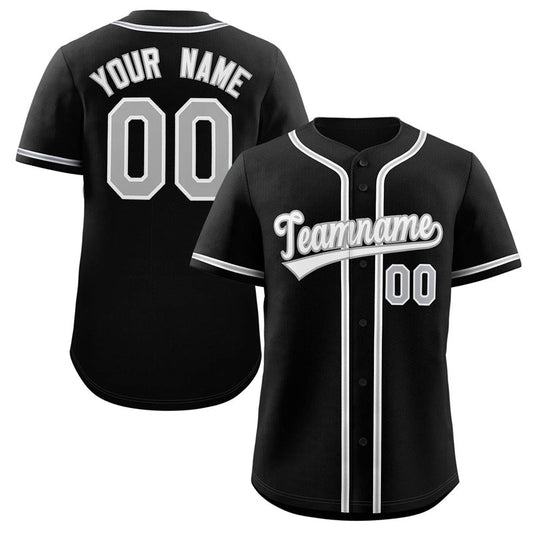 Custom Black White-Gray Classic Style Authentic Baseball Jersey