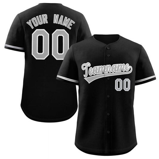 Custom Black Gray-White Solider Classic Style Authentic Baseball Jersey