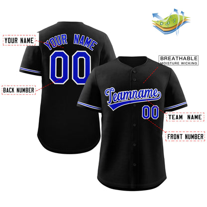 Custom Black Royal-White Classic Style Authentic Baseball Jersey