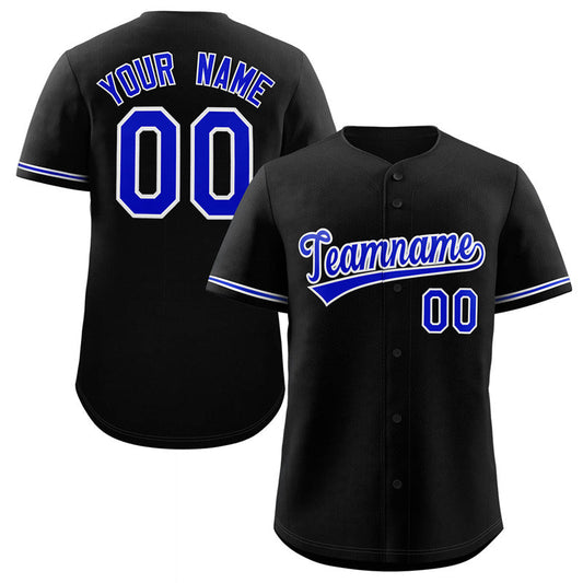 Custom Black Royal-White Classic Style Authentic Baseball Jersey