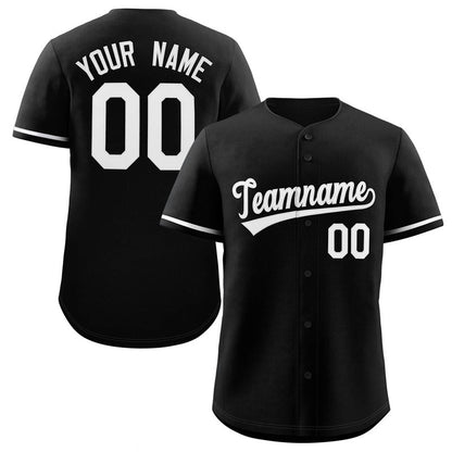 Custom Black White Classic Style Authentic Baseball Jersey