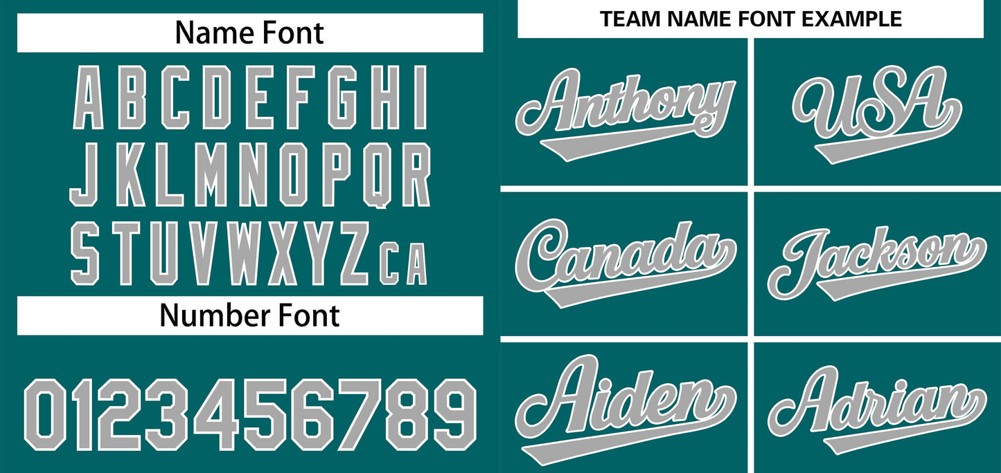 Custom Teal Gray-White Classic Style Authentic Baseball Jersey