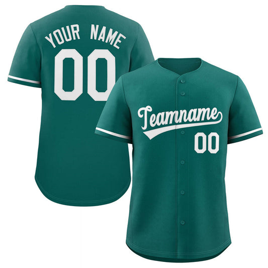 Custom Teal White Classic Style Authentic Baseball Jersey