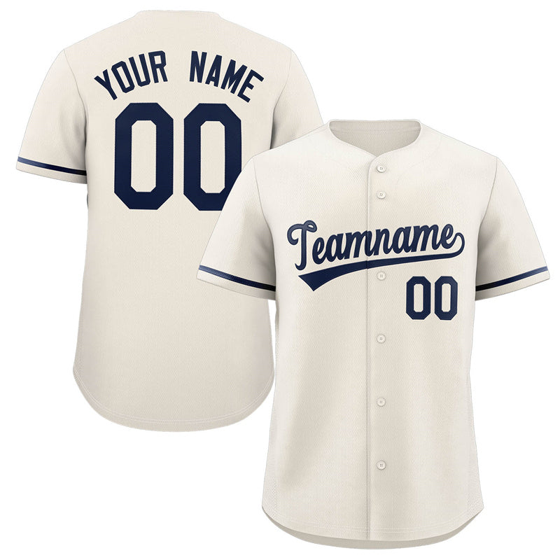 Custom Cream Navy Classic Style Authentic Baseball Jersey