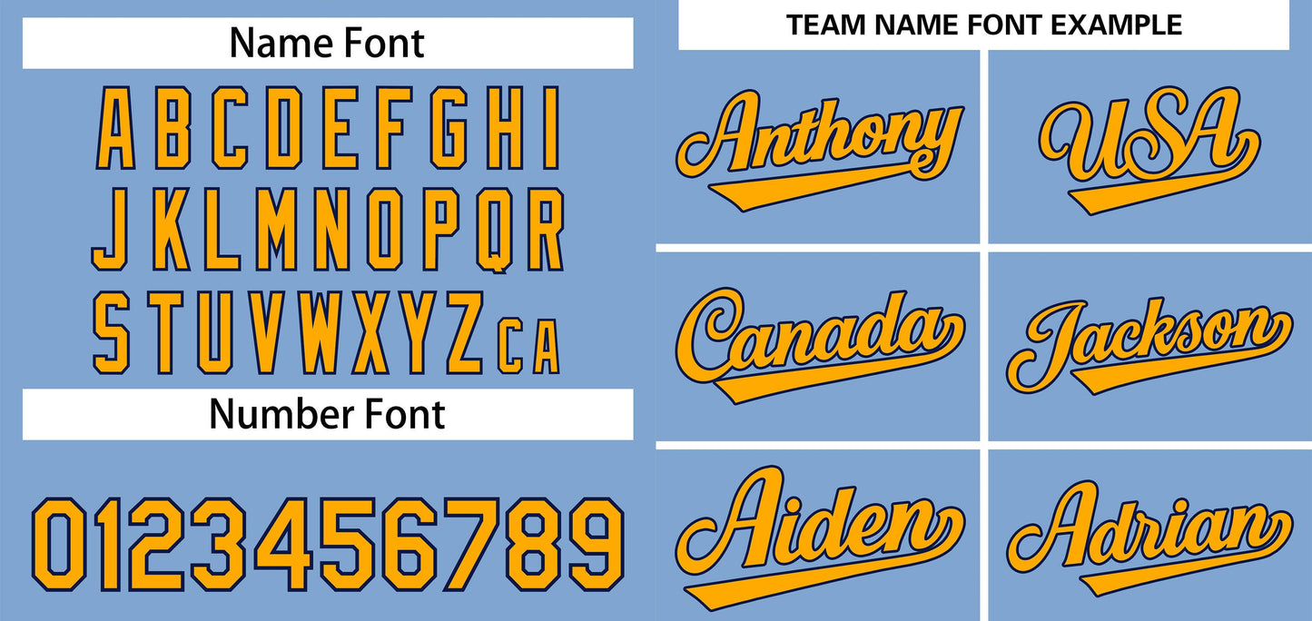 Custom Powder Blue Yellow-Navy Classic Style Authentic Baseball Jersey