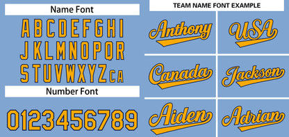 Custom Powder Blue Yellow-Navy Classic Style Authentic Baseball Jersey