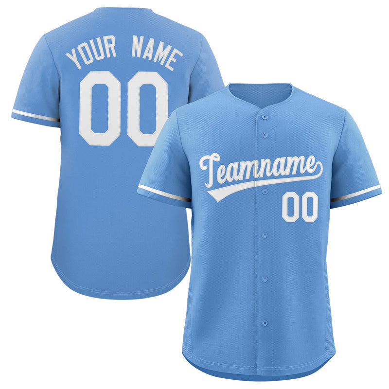 Custom Powder Blue White-Gray Classic Style Authentic Baseball Jersey