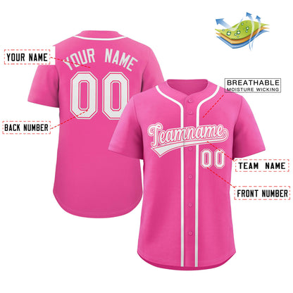 Custom Pink White-Pink Classic Style Authentic Baseball Jersey