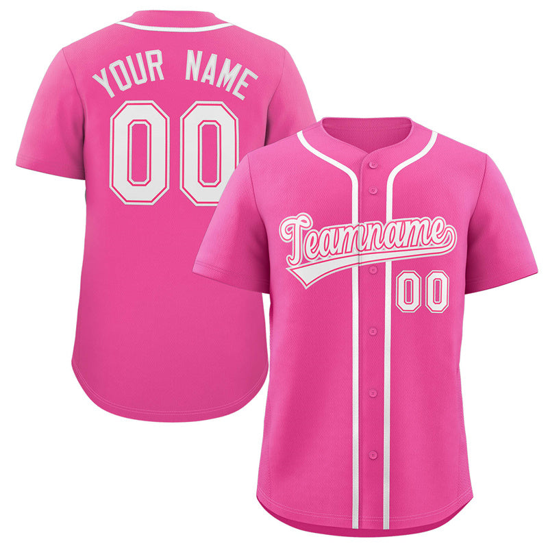 Custom Pink White-Pink Classic Style Authentic Baseball Jersey