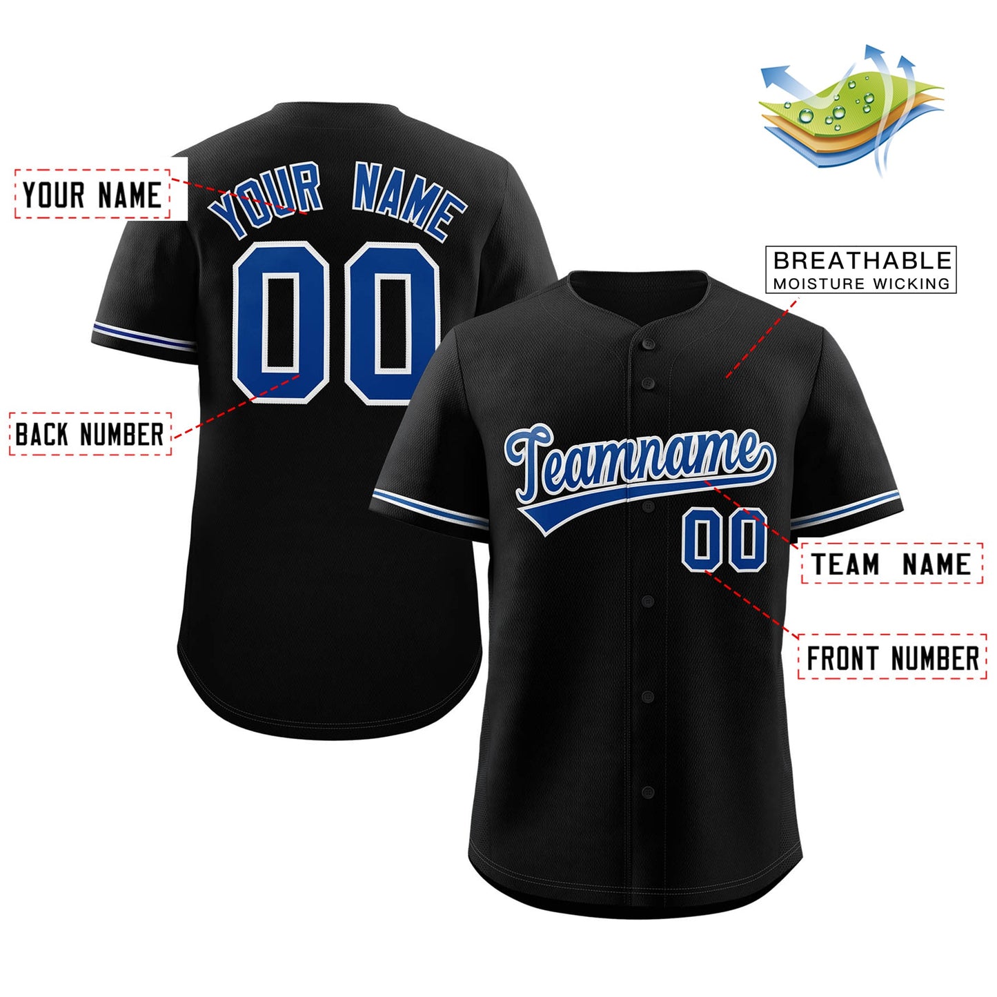 Custom Black Royal-White Classic Style Authentic Baseball Jersey