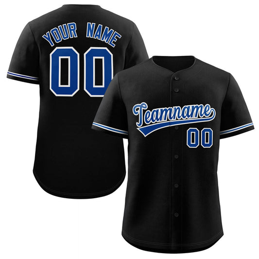 Custom Black Royal-White Classic Style Authentic Baseball Jersey