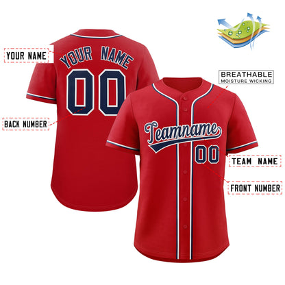 Custom Red Navy-White Classic Style Authentic Baseball Jersey