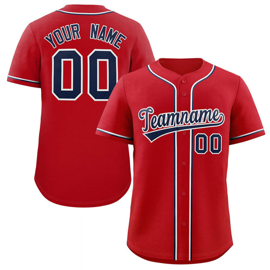 Custom Red Navy-White Classic Style Authentic Baseball Jersey