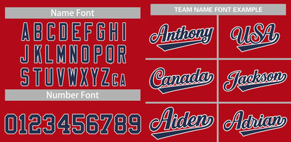 Custom Red Navy-White Classic Style Authentic Baseball Jersey