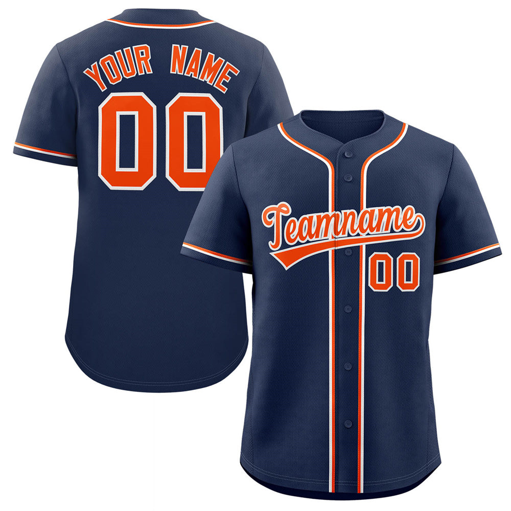 Custom Navy Orange-White Classic Style Authentic Baseball Jersey