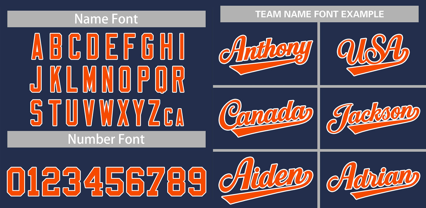 Custom Navy Orange-White Classic Style Authentic Baseball Jersey