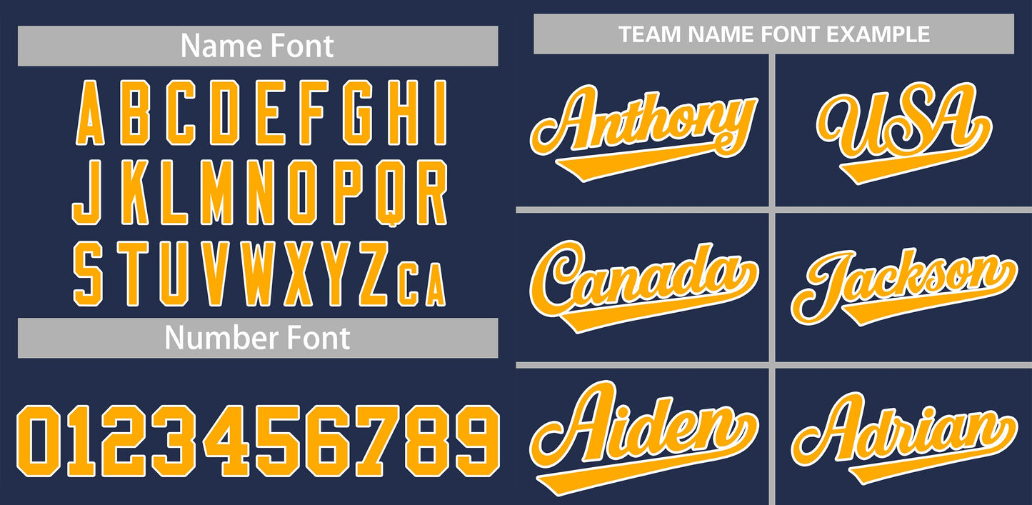 Custom Navy Yellow-White Classic Style Authentic Baseball Jersey