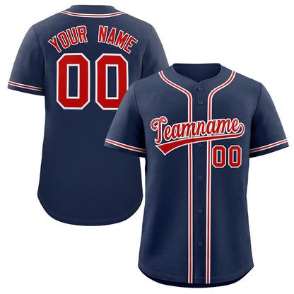 Custom Navy Red-White Classic Style Authentic Baseball Jersey