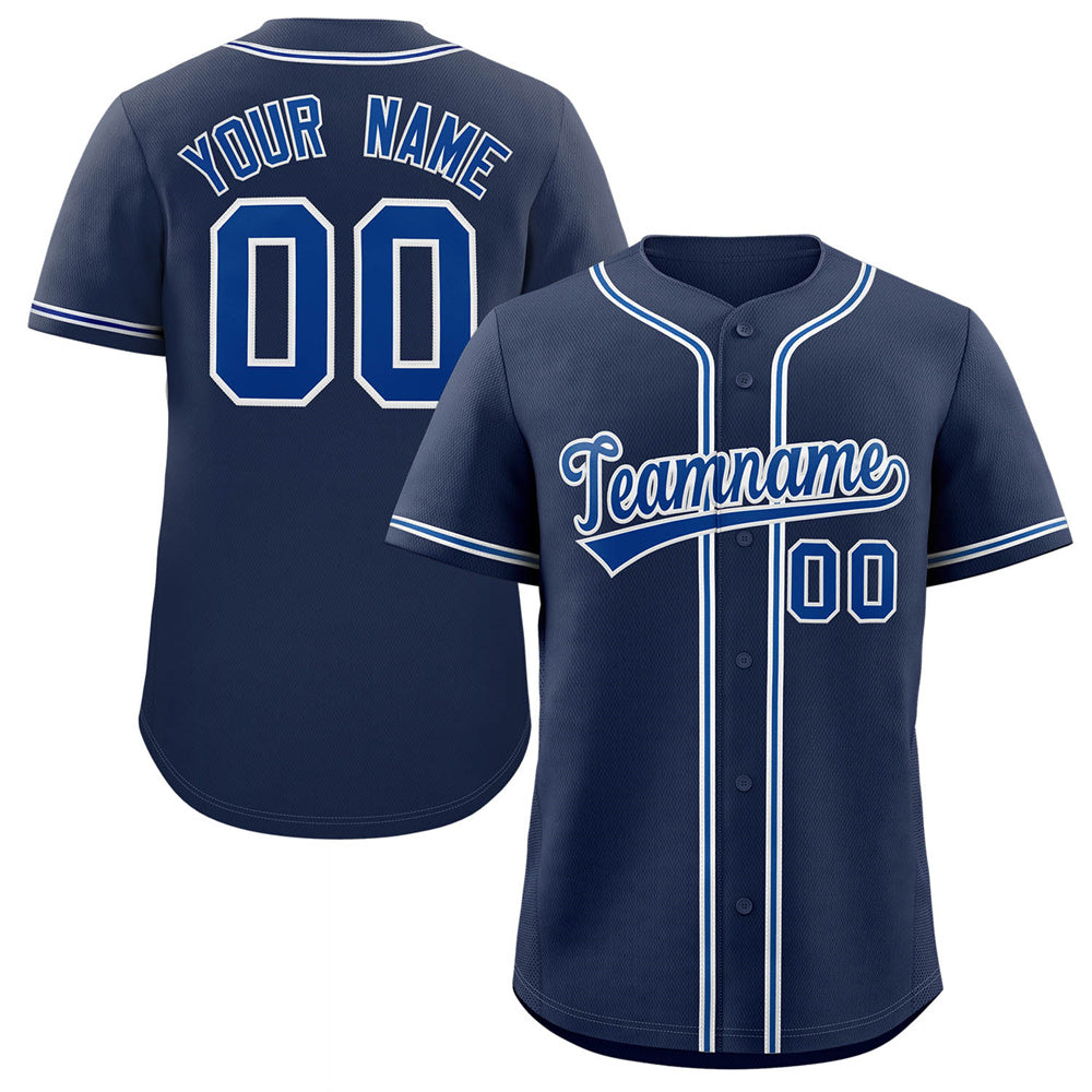 Custom Navy Royal-Gray Classic Style Authentic Baseball Jersey